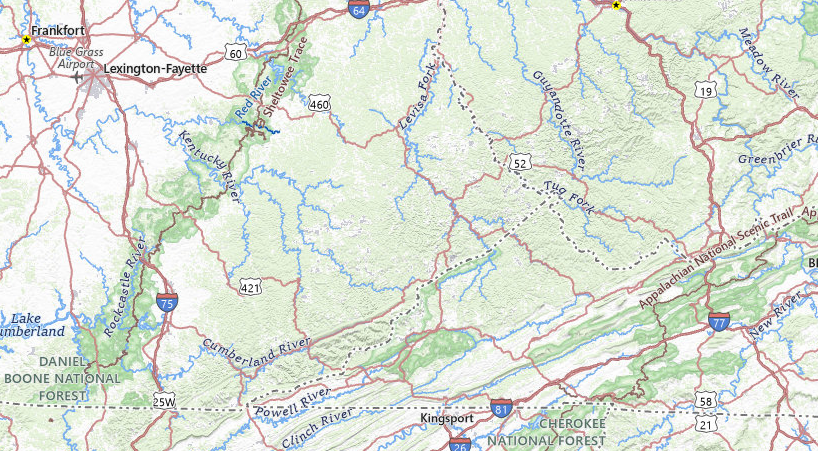 AMRE supplied map for the mining service area.